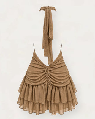 Ivi rhinestone kjóll camel