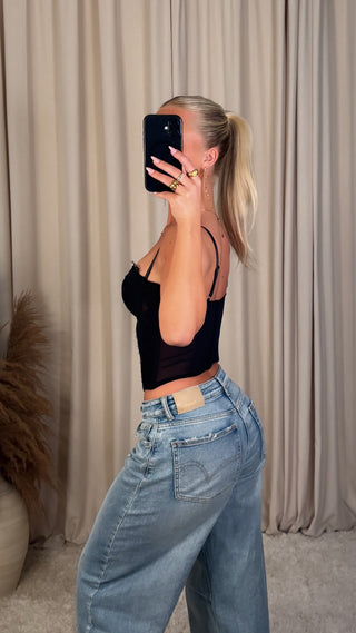 Chic corset-toppur svartur