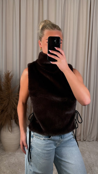 Sunsun loðvesti brúnt