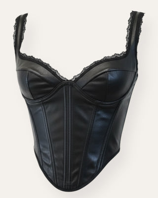 Chic lace-pu corset toppur