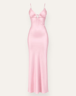 Lucy satinkjóll bleikur