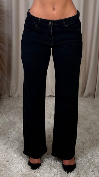Marly low waist gallabuxur svartar