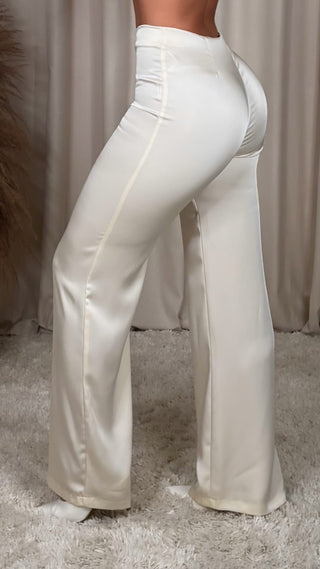 Eight satin pants white