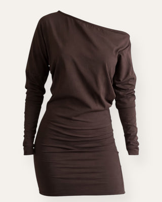 Eight off shoulder kjóll brúnn