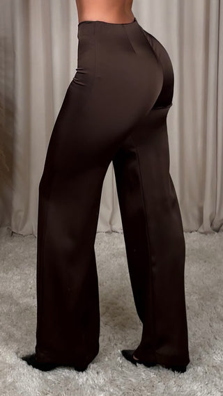 Eight satin trousers brown