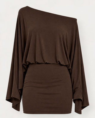 Haze offshoulder kjóll brúnn