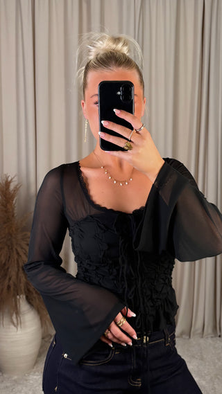 Golden chiffon bolur svartur
