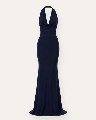 Amor halter-neck kjóll navyblár