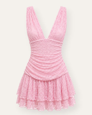 Vera lace mini kjóll bleikur
