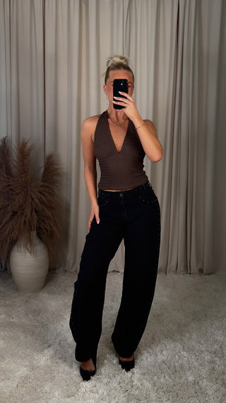 Lucy halter-neck bolur brúnn