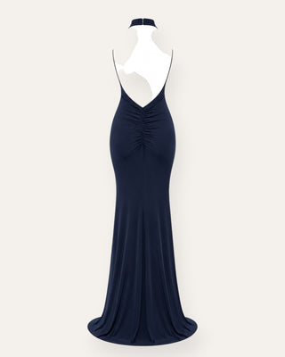 Amor halter-neck kjóll navyblár