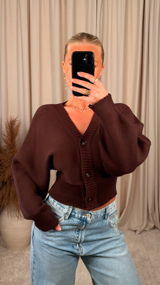 Lucc cropped peysa brún