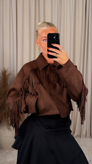 Moch frill jakki brúnn