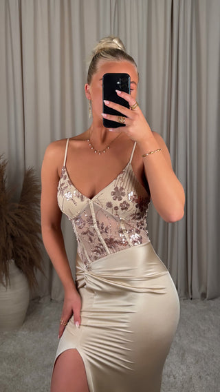 Vanity corset kjóll beige