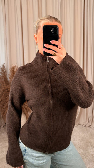 Lucc zip up peysa brún