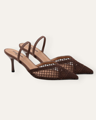 Steph crochet mesh hælaskór brúnir