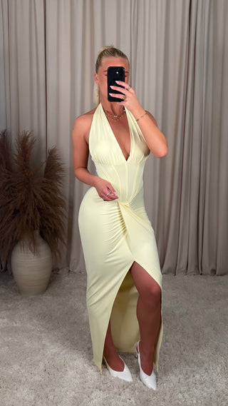 Vanity halter kjóll gulur