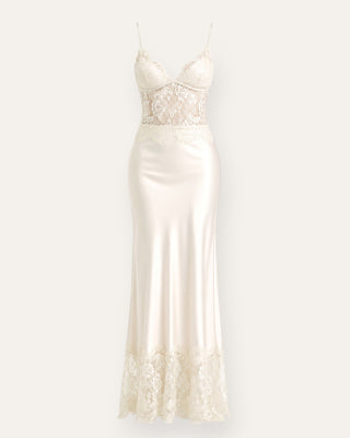Evnl satin-lace kjóll offwhite
