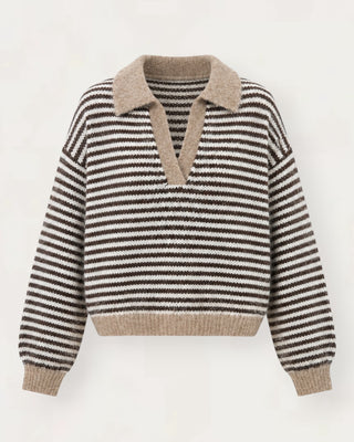 Ivi stripped peysa beige