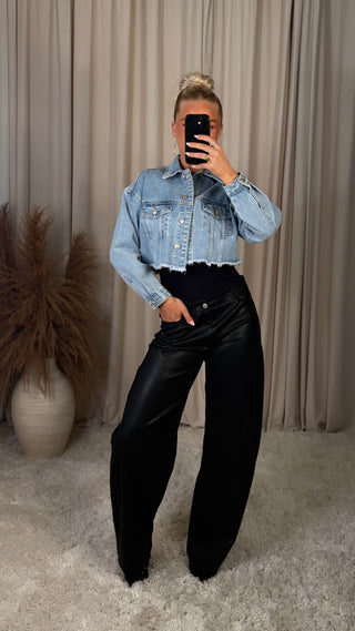 Marly cropped gallajakki ljós blár