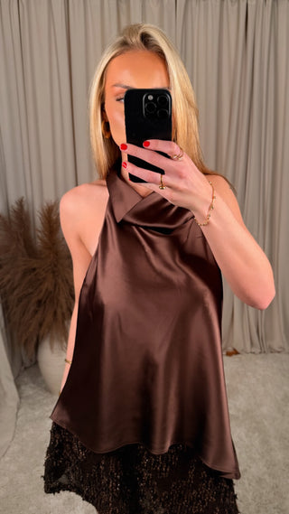 Lucy satin pallíettukjóll