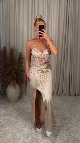 Vanity corset kjóll beige