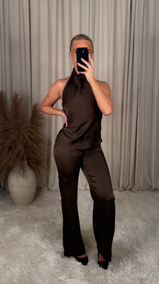 Eight satin trousers brown