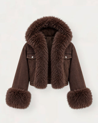 Soy faux-fur úlpa brún