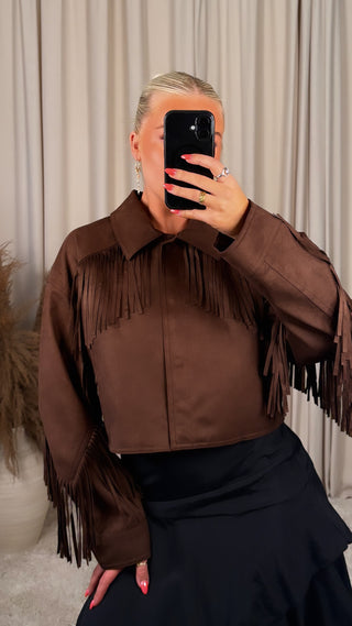 Moch frill jakki brúnn