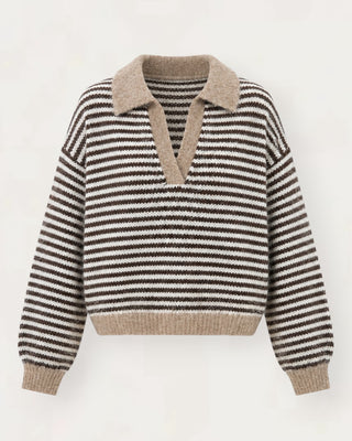 Ivi stripped peysa beige