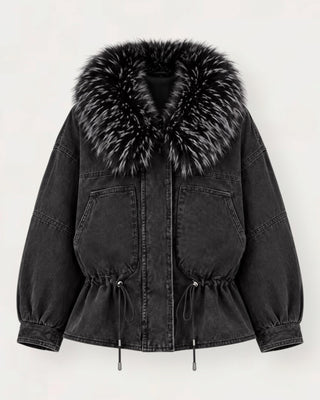 Soy fur-denim úlpa svört