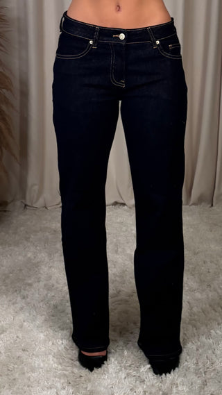 VS miss  low waist gallabuxur dökk bláar