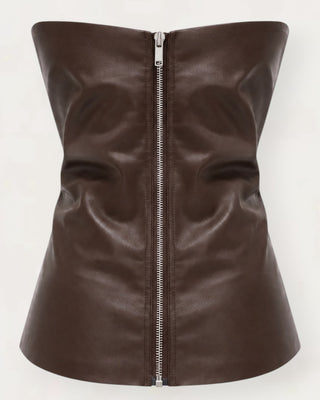Ivi leather corset brúnt