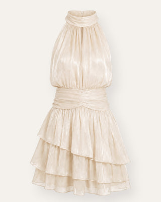 Elsa frill mini-kjóll beige