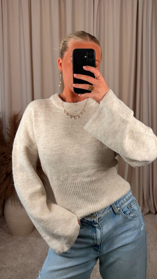 Lucc wide sleeve peysa beige