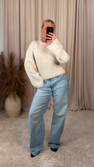 Lucc wide sleeve peysa beige