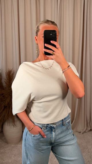 Lucc off shoulder bolur hvítur
