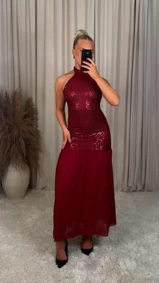 Tinna kjóll vínrauður