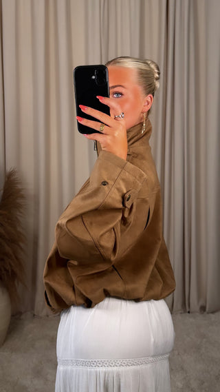 Moch oversize-sude jakki camel