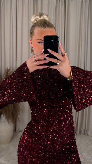 Heather kjóll vínrauður