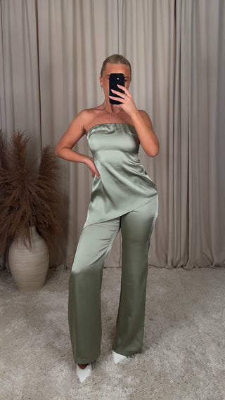 Eight satin shirt green