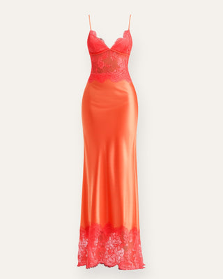 Evnl satin-lace kjóll peach