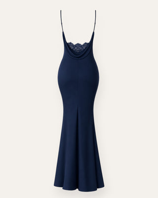 Amor lace-back kjóll navyblár