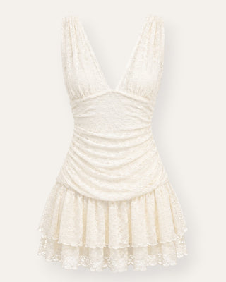 Vera lace mini kjóll beige