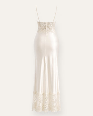 Evnl satin-lace kjóll offwhite