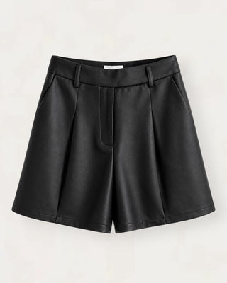 Drole leather stuttbuxur brúnar