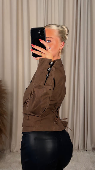 Moch denim jakki brúnn