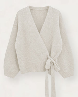 Lucc wrap knit peysa off white