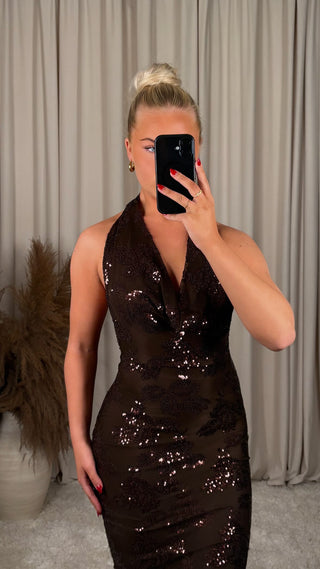 Victoria kjóll brúnn