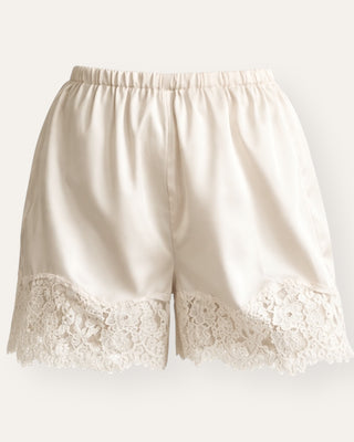 Eight satin-lace stuttbuxur beige